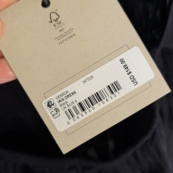 NWT AllSaints Iris Black Cotton Poplin Sleeveless Halter Neck Midi Dress, size 4 - Picture 5 of 10